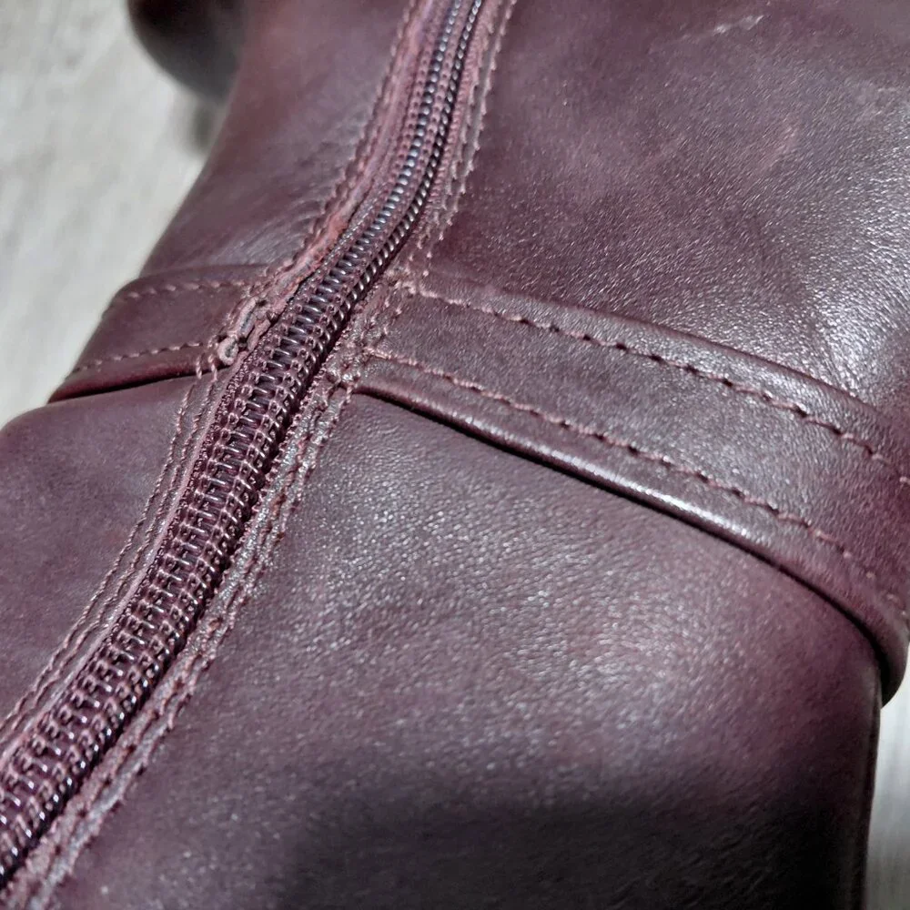 Giani Bernini Memory Foam Burgundy Women Knee High Block Heel Boot